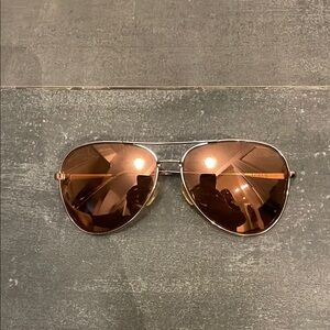 JCrew silver aviator sunglasses with rose gold lenses